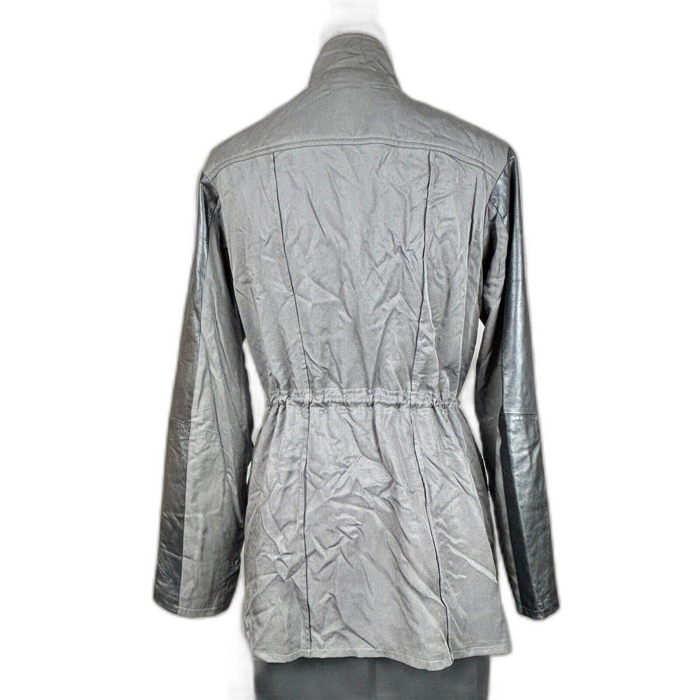AS by DF Mixed Fabric Leather & Tencel Utility Jacket Green Black Size Large - Picture 3 of 8